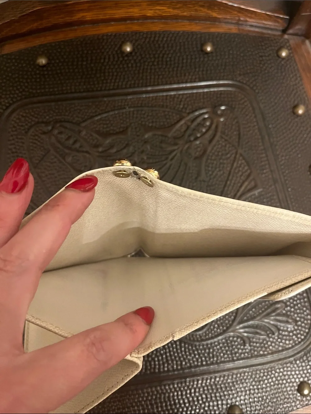 Louis Vuitton Cream Epi Leather Small Wallet with Silver-Tone Lock